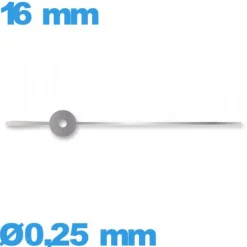 Aiguille argenté  diamètre : 0,25 mm long : 16 mm  des secondes pour mouvement de montre