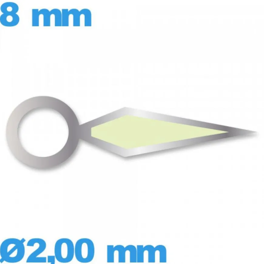 Aiguille argenté à l'unité diamètre : 2,00 mm taille : 8 mm cadran central des heures de mouvement montre luminescente