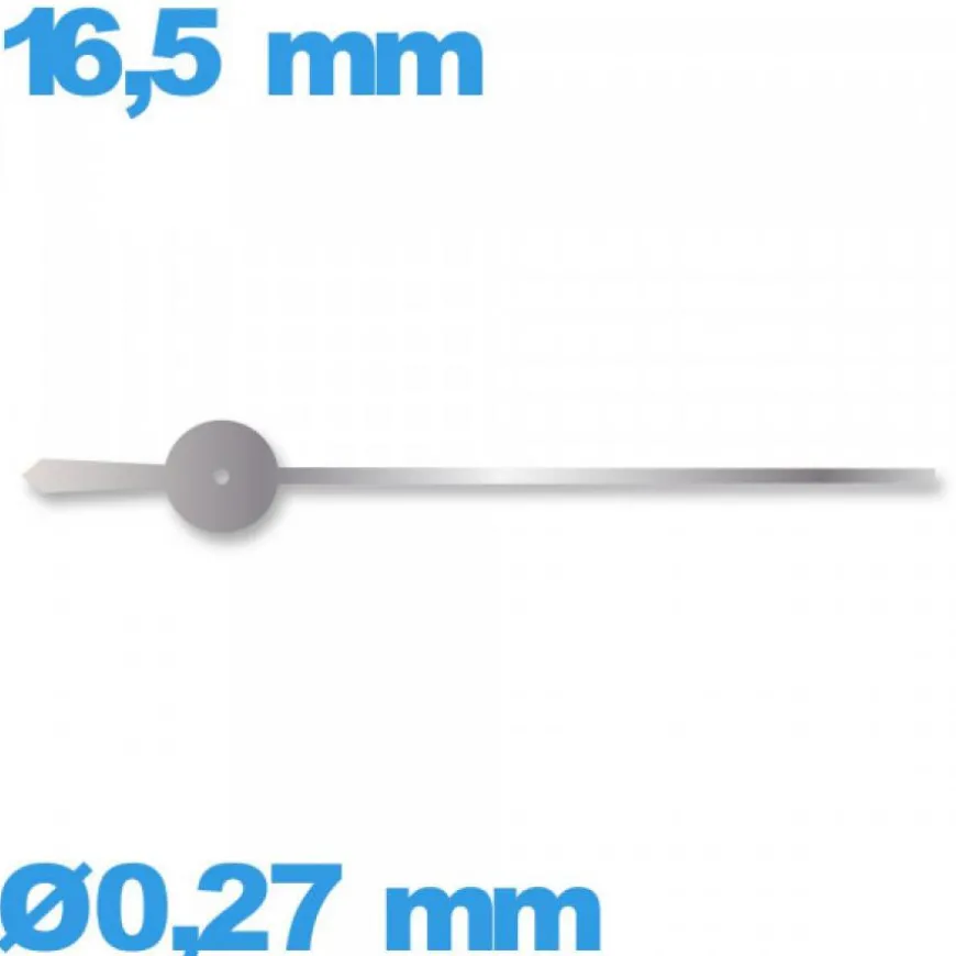 Aiguille argenté seule diamètre : 0,27mm longueur : 16.5mm cadran central des secondes mouvement de montre