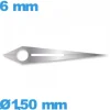 Aiguille argenté seule diamètre : 1,50 mm  taille : 6mm cadran principal des heures pour mouvement montre luminescente