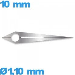 Aiguille cadran central des heures à l'unité diam : 1,10mm   taille : 10mm phosphorescente pour mouvement de montre - argenté