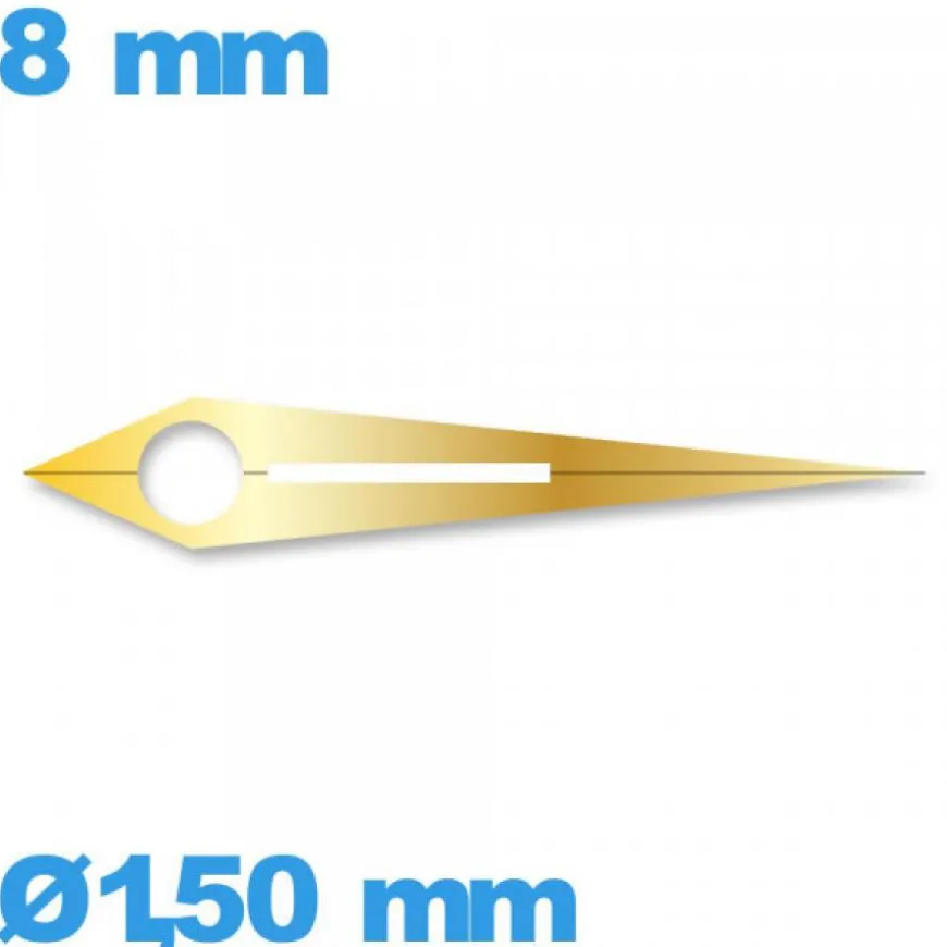 Aiguille cadran central (heure) à l'unité Ø1,50 mm long : 8mm luminescente de mouvement - doré