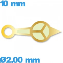 Aiguille cadran principal (heure) Horotec à l'unité diamètre : 2,00mm long : 10mm  luminescente de mouvement montre - doré