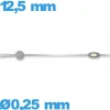 Aiguille cadran principal (seconde) Horotec à l'unité  Ø0,25 mm  taille : 12,5 mm lumineuse mouvement  - argenté