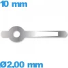 Aiguille de marque Horotec argenté  diam : 2,00 mm  long : 10mm  cadran central des heures pour mouvement montre phosphorescente