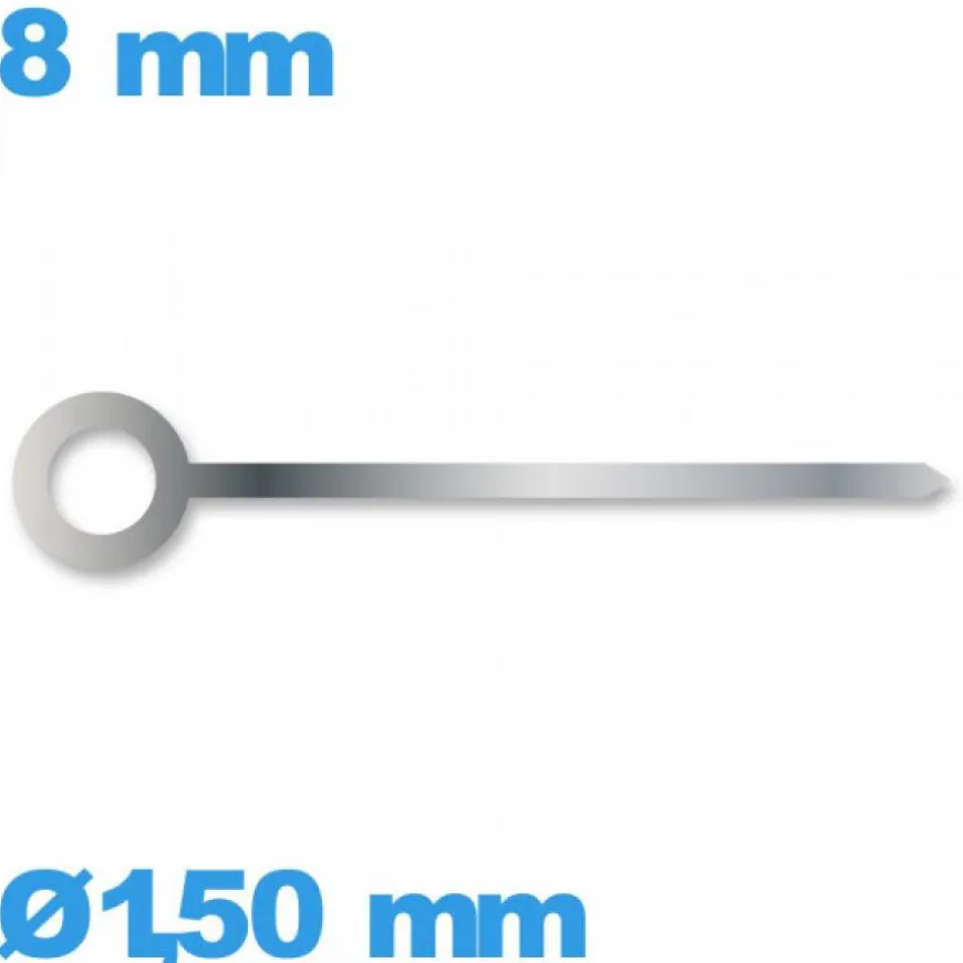Aiguille des heures argenté pour mouvement seule diamètre : 1,50mm longueur : 8 mm
