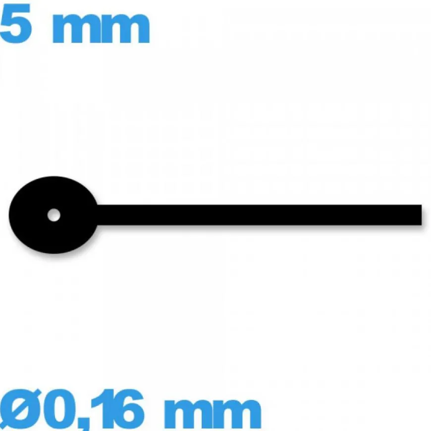 Aiguille de sous-cadran noir mouvement de montre à l'unité Ø0,16 mm long : 5mm