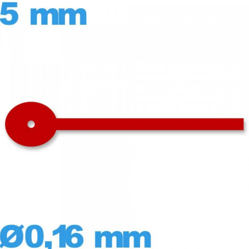 Aiguille de sous-cadran rouge de mouvement montre diamètre : 0,16 mm taille : 5mm