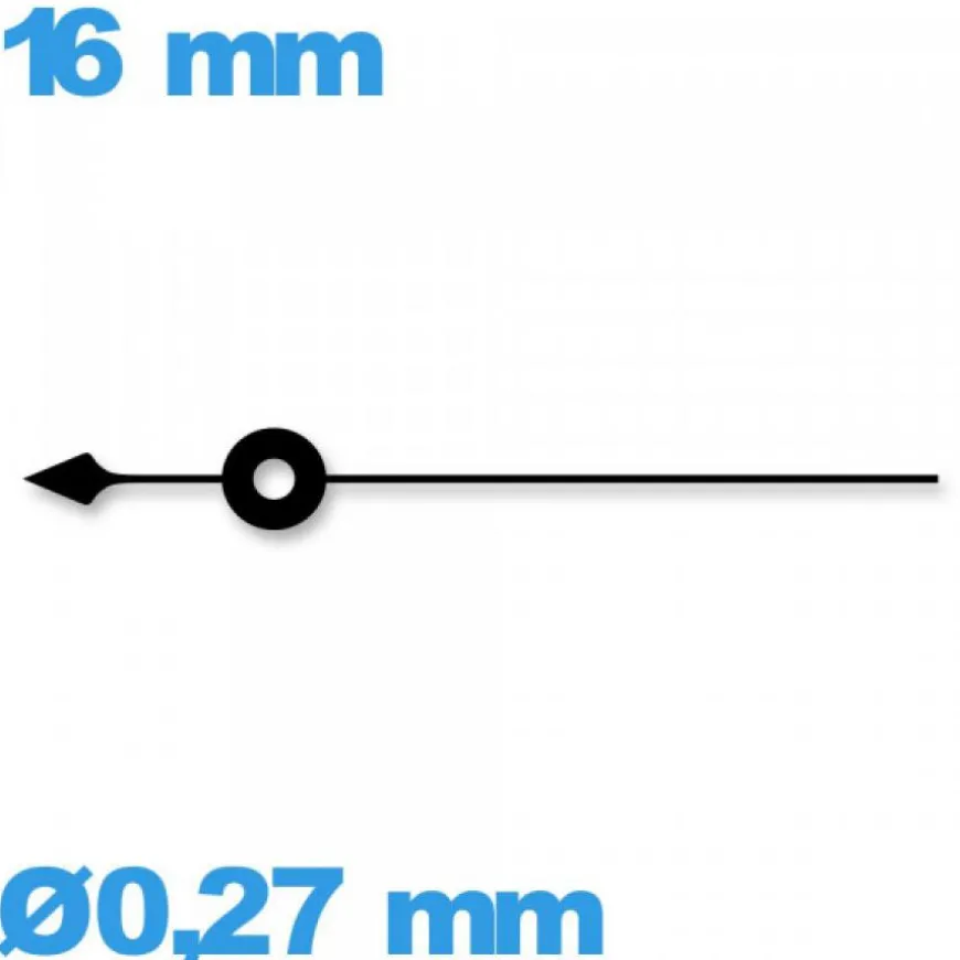 Aiguille des secondes à l'unité Ø0,27 mm taille : 16mm pour mouvement - noir