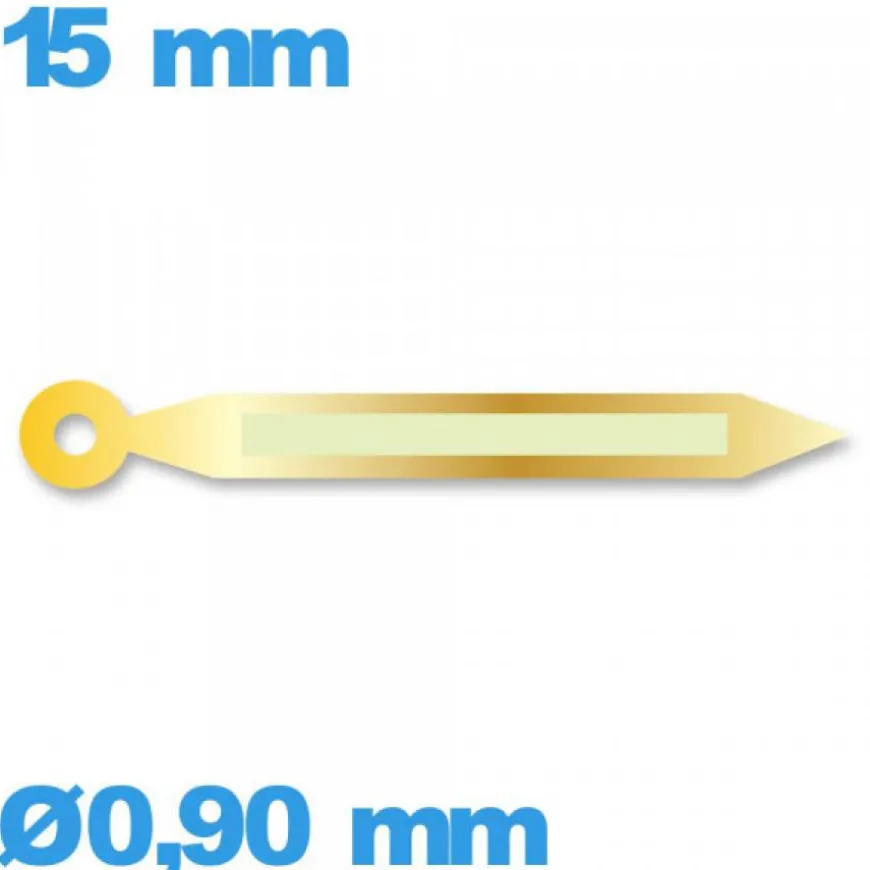 Aiguille diam : 0,90mm longueur : 15 mm phosphorescente cadran principal (minute) doré pour mouvement de montre Horotec