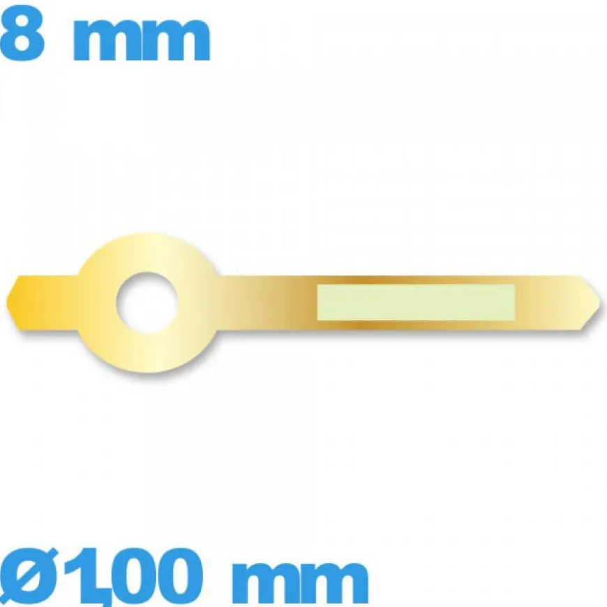 Aiguille diam : 1,00mm longueur : 8mm phosphorescente des heures doré de mouvement à l'unité marque Horotec