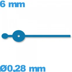 Aiguille  diamètre : 0,28 mm long : 6 mm  de sous-cadran bleu de mouvement montre à l'unité