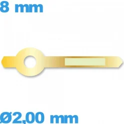 Aiguille  diamètre : 2,00mm long : 8mm  luminescente cadran principal (heure) doré  montre seule Horotec
