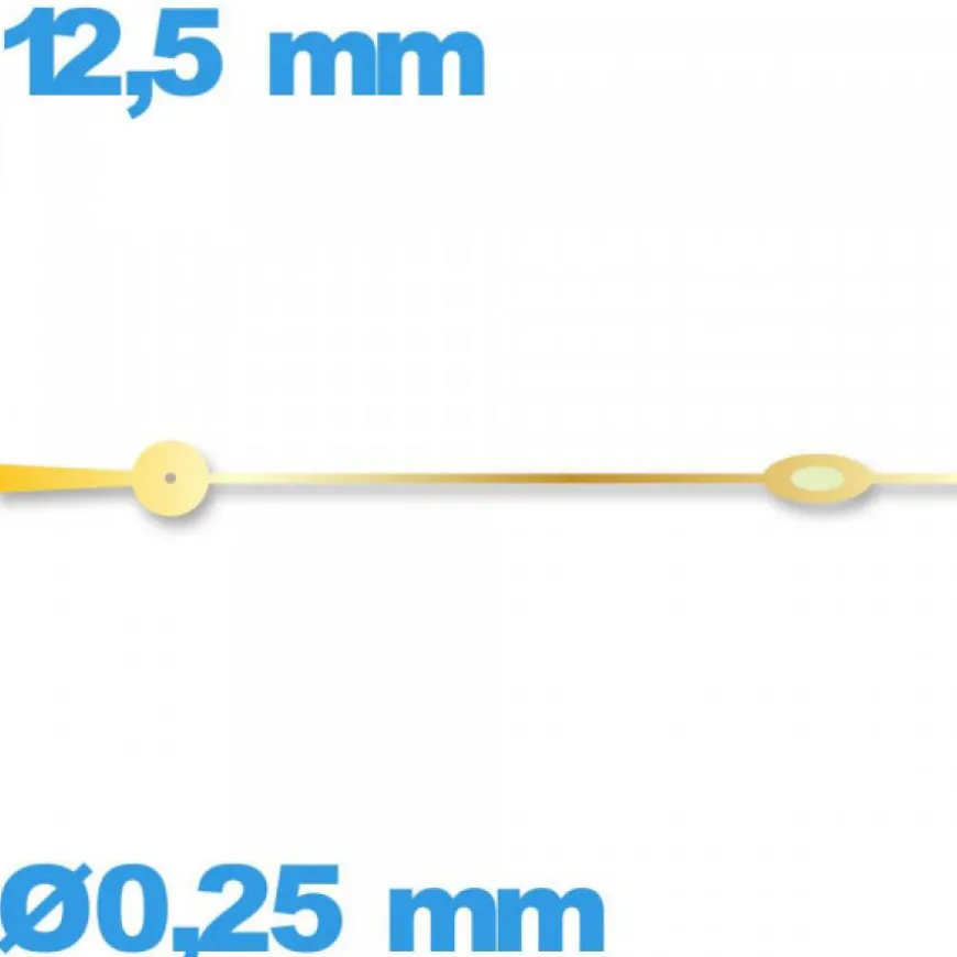 Aiguille diamètre : 0,25 mm long : 12,5mm phosphorescente cadran central (seconde) doré de montre seule marque Horotec