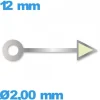 Aiguille  diamètre : 2,00mm longueur : 12 mm cadran principal des heures argenté mouvement montre