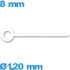 Aiguille  diamètre : 1,20 mm  taille : 8mm des heures blanc pour mouvement  seule