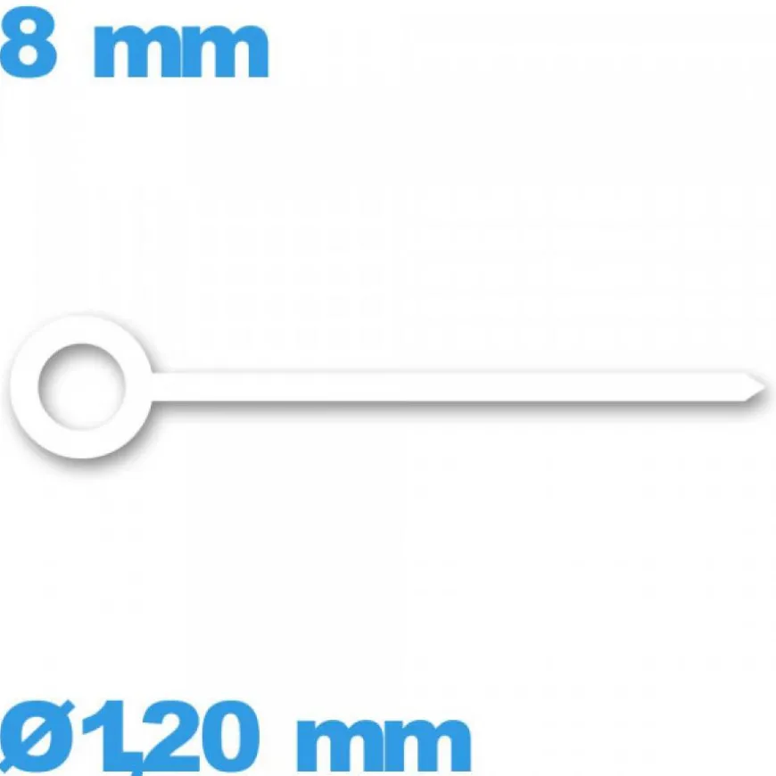 Aiguille diamètre : 1,20 mm taille : 8mm des heures blanc pour mouvement seule