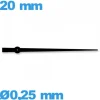 Aiguille  diamètre : 0,25 mm  taille : 20 mm cadran central (seconde) noir de mouvement montre seule