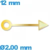 Aiguille (heure) cadran principal doré pour mouvement de montre   diam : 2,00 mm  longueur : 12mm