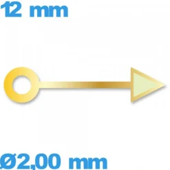 Aiguille (heure) cadran principal doré pour mouvement de montre   diam : 2,00 mm  longueur : 12mm