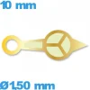 Aiguille (heure) Horotec seule diam : 1,50mm   taille : 10 mm lumineuse de mouvement  - doré