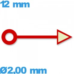 Aiguille (heure) à l'unité   taille : 12mm pour mouvement  - rouge