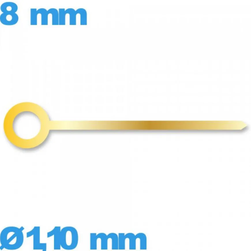 Aiguille (heure) seule long : 8 mm pour mouvement de montre - doré