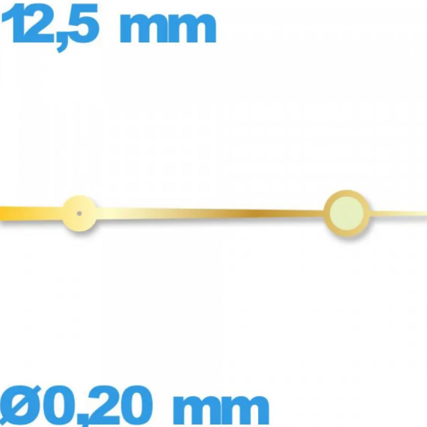 Aiguille Horotec doré seule diamètre : 0,20mm long : 12,5 mm (seconde) de mouvement de montre lumineuse nuit