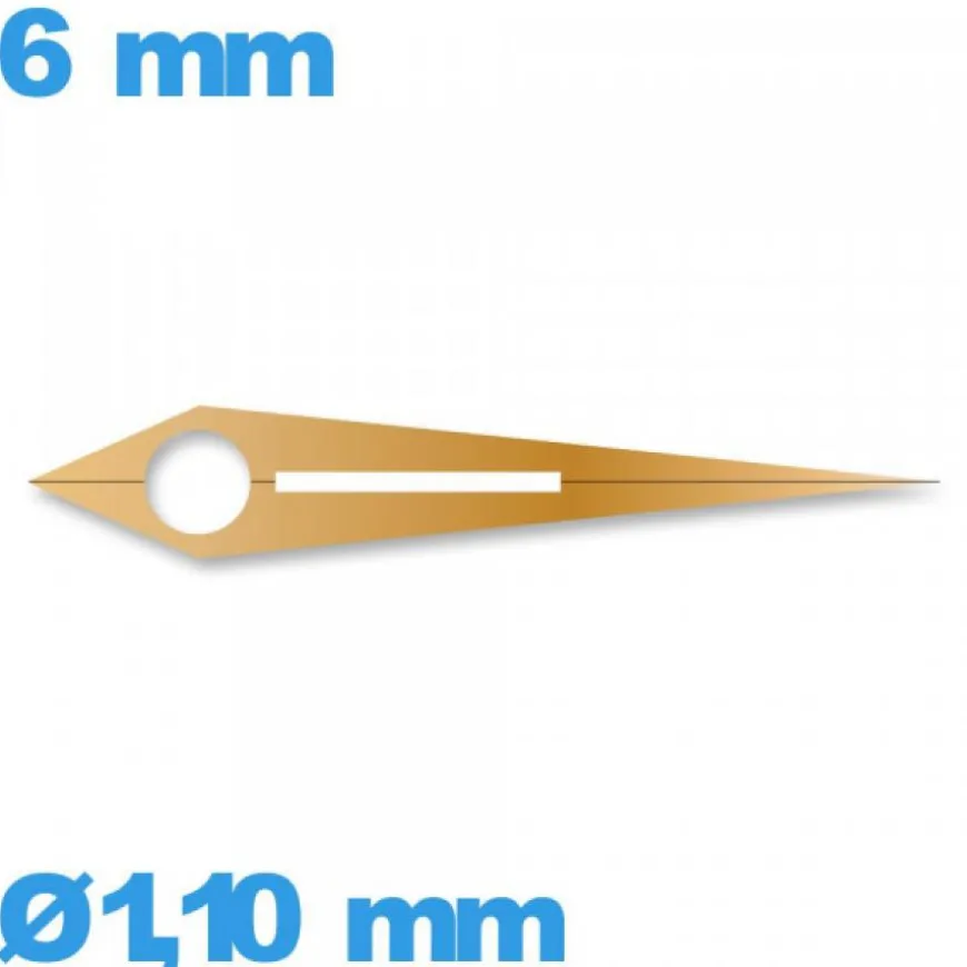 Aiguille luminescente des heures cadran principal or rose de mouvement seule diamètre : 1,10 mm longueur : 6mm