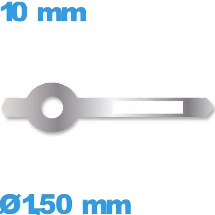 Aiguille luminescente des heures cadran central marque Horotec argenté pour mouvement diam : 1,50 mm long : 10mm