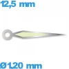 Aiguille luminescente des minutes argenté pour mouvement  à l'unité Suisse diam : 1,20mm  long : 12.5 mm