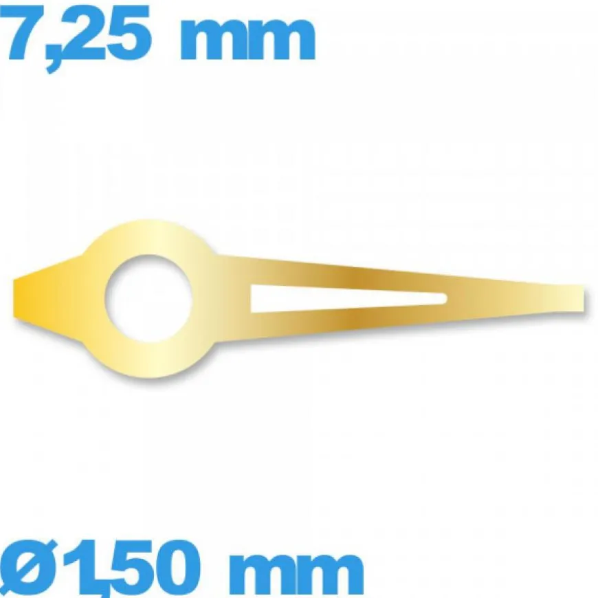Aiguille luminescente (heure) cadran central Horotec doré à l'unité diam : 1,50mm taille : 7.25mm