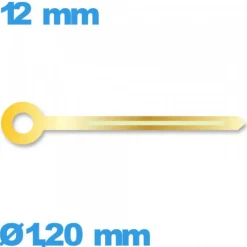 Aiguille luminescente (minute) doré pour mouvement  seule Suisse  Ø1,20 mm longueur : 12mm