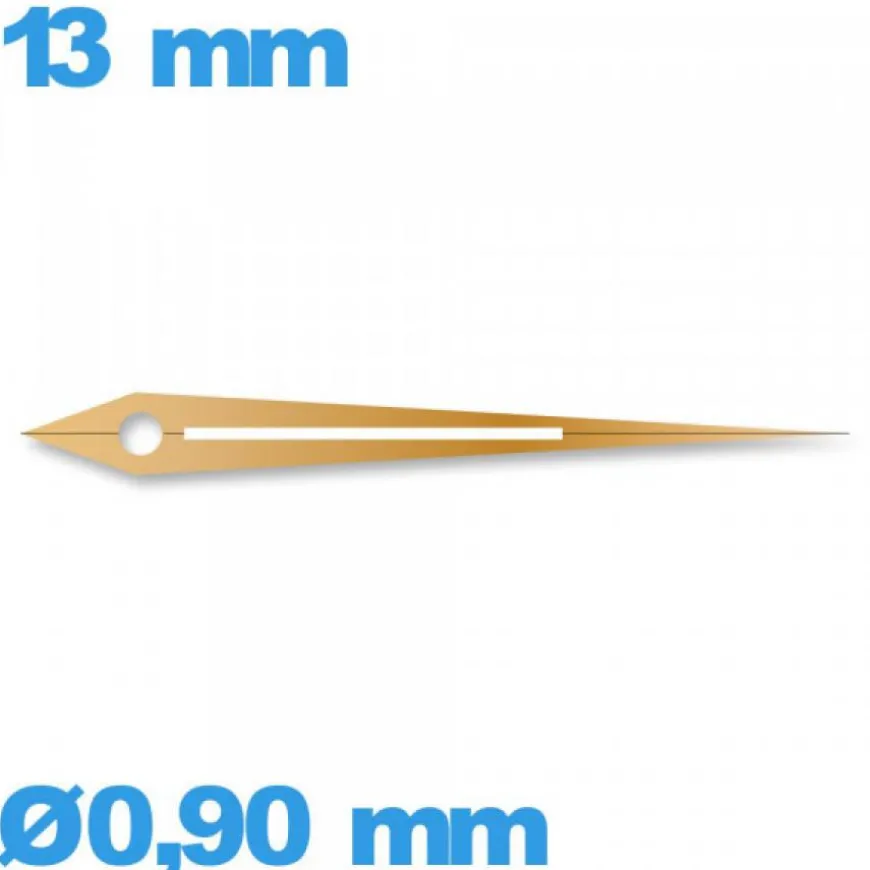 Aiguille lumineuse des minutes or rose pour mouvement de montre Ø0,90 mm taille : 13 mm