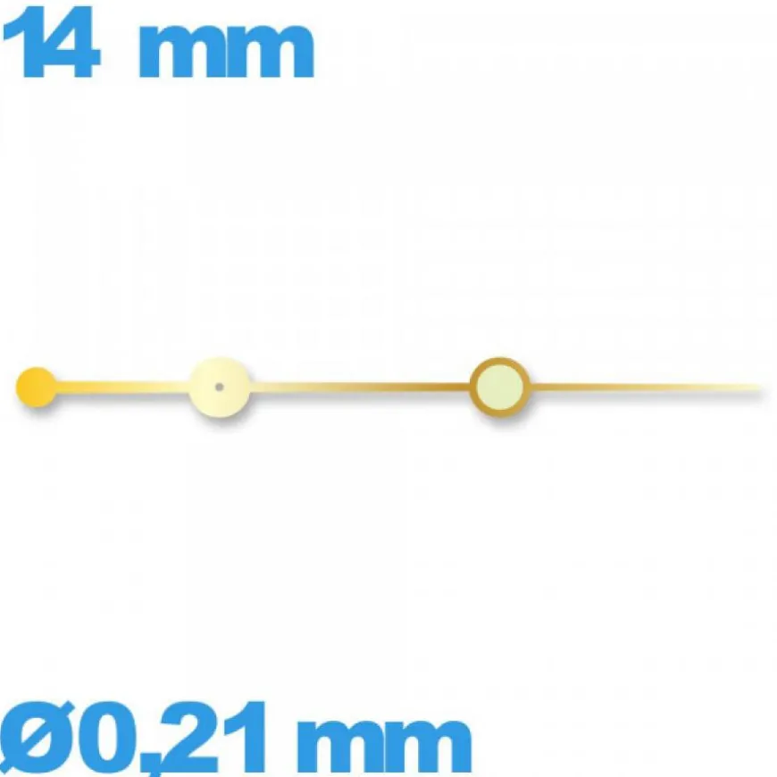 Aiguille lumineuse des secondes cadran central doré de mouvement montre Ø0,21 mm taille : 14mm