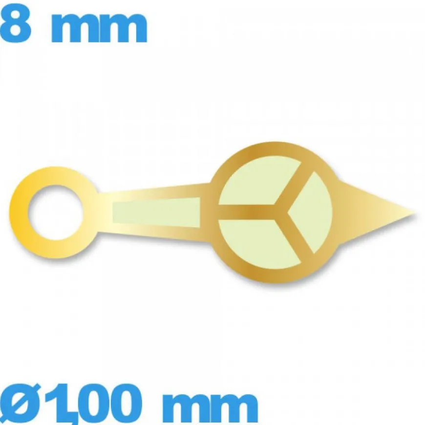 Aiguille lumineuse nuit des heures marque Horotec doré mouvement montre seule Suisse Ø1,00 mm longueur : 8mm
