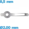 Aiguille lumineuse nuit (heure) cadran central Horotec argenté pour mouvement de montre seule Suisse diam : 2,00mm  long : 8.5 m