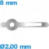 Aiguille à l'unité   luminescente argenté diam : 2,00mm   marque Horotec cadran central (heure)