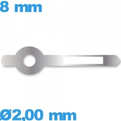 Aiguille à l'unité   luminescente argenté diam : 2,00mm   marque Horotec cadran central (heure)