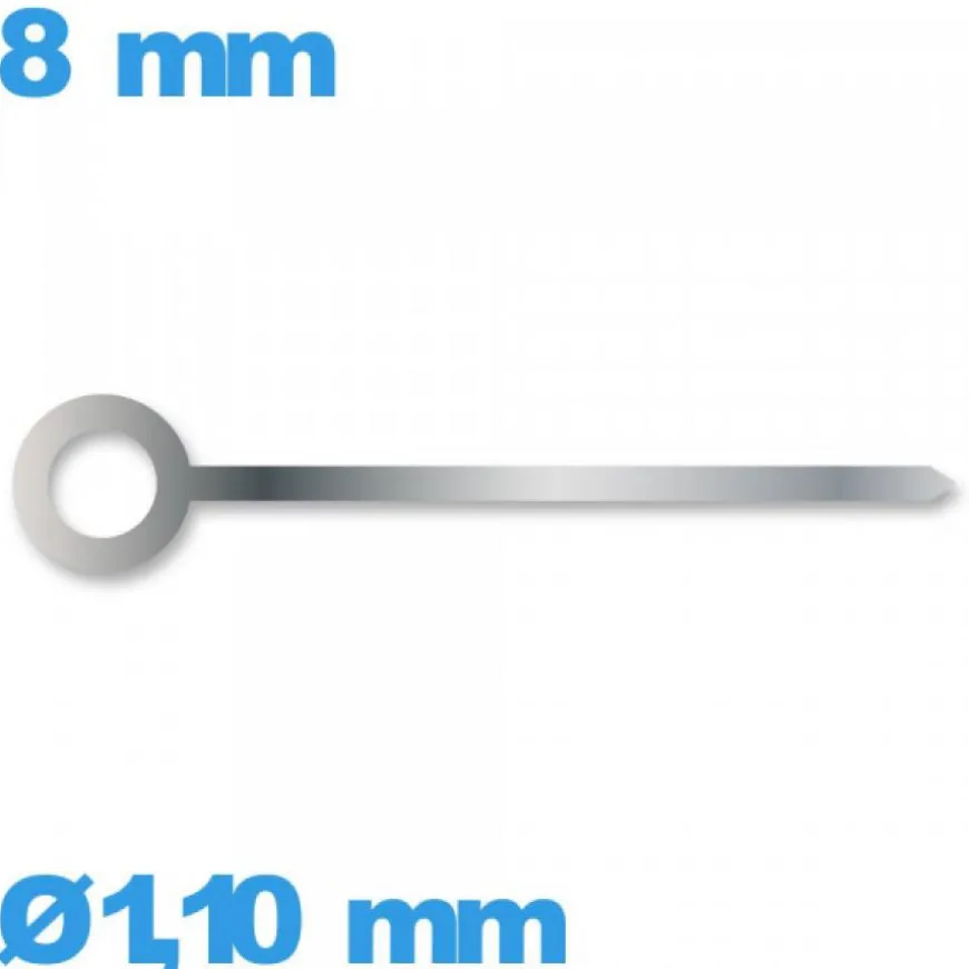Aiguille à l'unité montre argenté diam : 1,10mm long : 8 mm cadran principal (heure) - Suisse