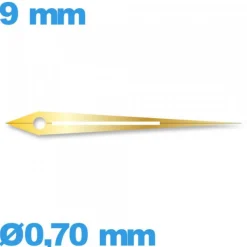Aiguille à l'unité mouvement de montre phosphorescente doré  Ø0,70 mm long : 9mm  des minutes