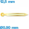 Aiguille à l'unité pour mouvement de montre luminescente doré  Ø0,90 mm  taille : 12.5mm Horotec (minute) Suisse