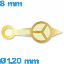Aiguille marque Horotec doré seule  Ø1,20 mm  taille : 8mm cadran central des heures de mouvement de montre lumineuse