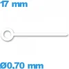 Aiguille (minute) blanc pour mouvement de montre   diamètre : 0,70 mm  taille : 17 mm