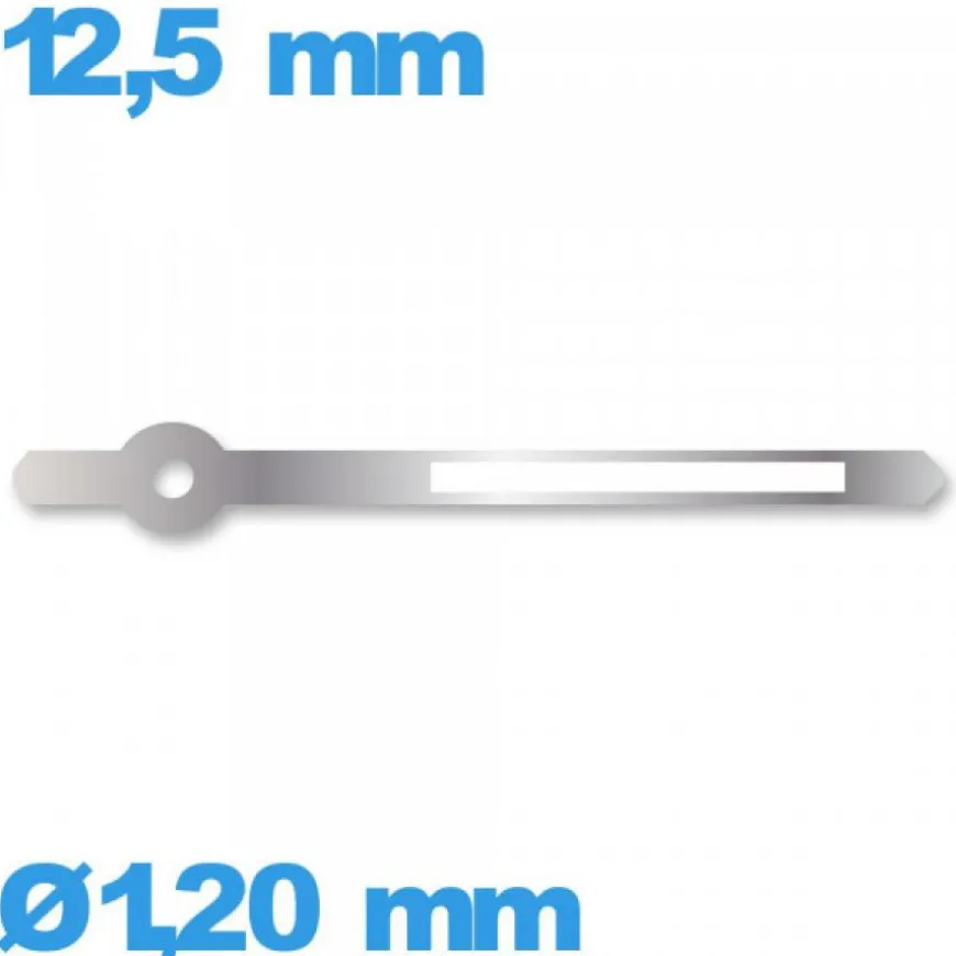 Aiguille (minute) de marque Horotec seule Ø1,20 mm long : 12.5mm lumineuse nuit montre - argenté