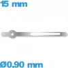 Aiguille   Ø0,90 mm longueur : 15 mm lumineuse nuit cadran central (minute) argenté mouvement   marque Horotec