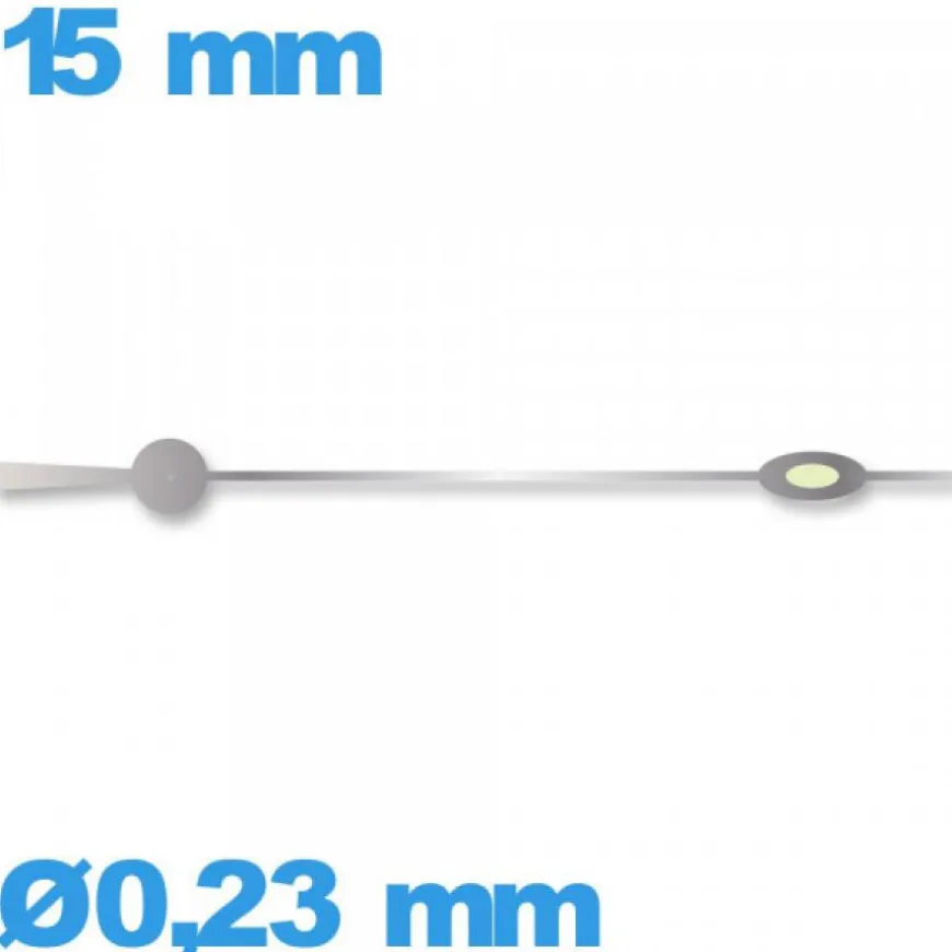 Aiguille mouvement de montre lumineuse argenté diam : 0,23 mm long : 15mm Horotec (seconde) Suisse