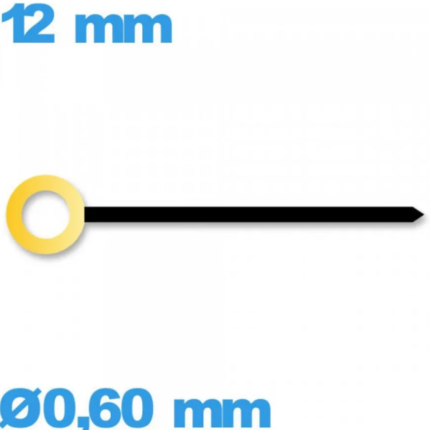 Aiguille pour Montre Noir Doré 12 mm - 0,60 mm