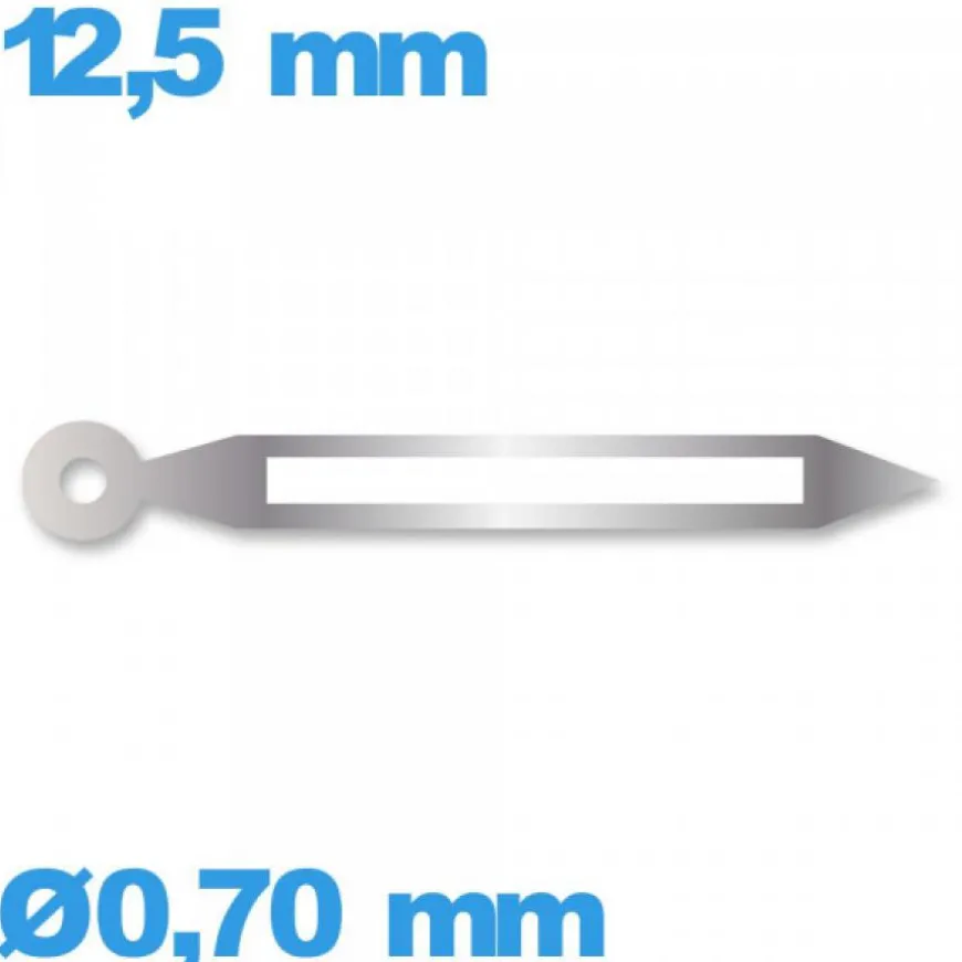 Aiguille pour mouvement luminescente argenté Ø0,70 mm longueur : 12.5mm marque Horotec (minute) Suisse
