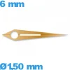 Aiguille  pour mouvement montre lumineuse nuit or rose  Ø1,50 mm longueur : 6 mm des heures -